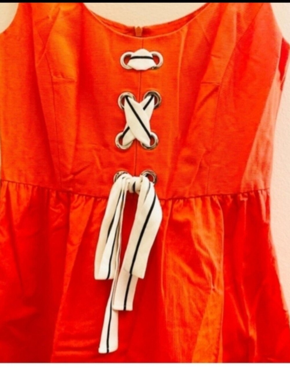 Karen Millen Orange Sleeveless Lace-Up Dress